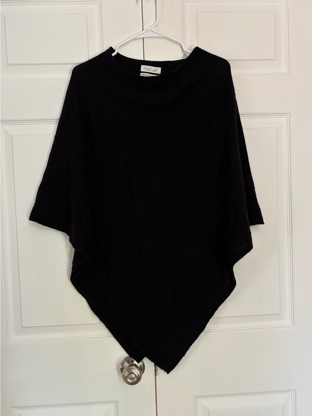 Rachel Zoe Women’s One Size Black 100% 2-Ply Cashmere Poncho Cape Asymmetrical